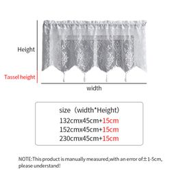 Lace Curtain Window Valance Lace Hem Short Curtain with Tassel for Modern Cabinet Door Home Bedroom Living Room Decoration