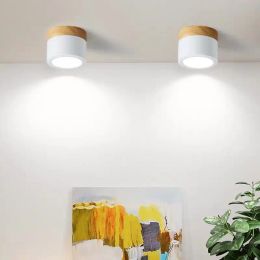 LED downlight ceiling light 9W 15W Nordic wooden modern surface mounted LED spotlight, living room, bedroom, aisle lighting