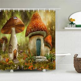Shower Curtains 3D Fantasy Forest Scenery Curtain Cartoon Mushroom House Bathroom Waterproof Polyester Home Decorate With Hook