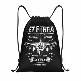 jet Fighter Drawstring Backpack Sports Gym Bag for Men Women Pilot Aviati Aeroplane Plane Shop Sackpack P9w1#