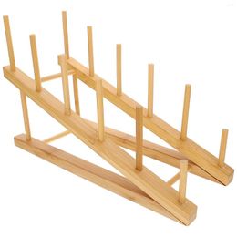 Kitchen Storage Dish Drainer Organiser Bamboo Shelf Draining Rack Drying Gadget Accessory Accessories Tools Plate