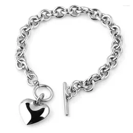 Necklace Earrings Set Women Heart Shaped Toggle Bracelet Stainless Steel Chain Pendant Friendship Jewellery Decoration Gift For Girls