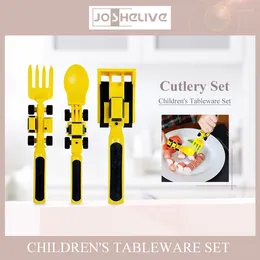Dinnerware Sets Stimulating Shovel Plate Knife Fork Spoon Toddler Mealtime Essentials Children's Car Colourful Design High Quality