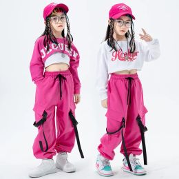 Kids Hip Hop Ballroom Dancing Costumes for Girls Jazz Dance Clothes Stage Wear Shirt Pants Top Vest Outfits Child Dancewear