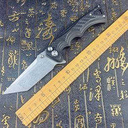 1Pcs New A6704 High Quality Flipper Folding Knife 7Cr13Mov Stone Wash Tanto Blade CNC G10 Handle Ball Bearing Outdoor Camping Hiking EDC Folder Knives