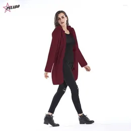 Women's Jackets PULABO Selling Winter Y2k Plush Coat Lapel Furry Mid-length Cotton Windbreaker Jacket Women