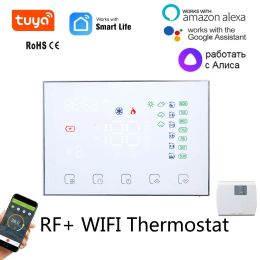TUYA 2 IN 1 RF WIFI Smart Thermostat for Radiant Floor Heating Dry Contact 16A Electric Switch NC/NO Works Alexa Google Yandex