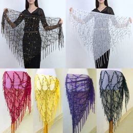 Women Belly Dance Shiny Sequins Tassel Hip Wrap Scarf Skirt Belt Sexy Female Show Costumes Sequins Tassels Performance Belt