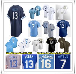 KC Baseball Jersey Salvador Perez Bobby Witt Jr Bo Jackson Vinnie Pasquantino MJ Melendez Maikel Garcia George Brett Hunter Renfroe Cole Ragans Kyle Isbel ROYAL 4XL