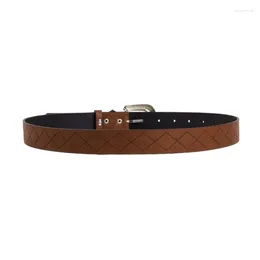 Belts Adult Waist Belt With Metal Pin Buckle Brown Texture Embossed PU For Women Coat Dress Adjustable Length