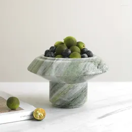 Plates Modern European Luxury Green Marble Fruit Plate Small Living Room Coffee Table Entrance Ornaments Candy Bowl