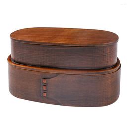 Dinnerware Wooden Lunch Box Aesthetic Bags Container Double Layers Bento Japanese-style