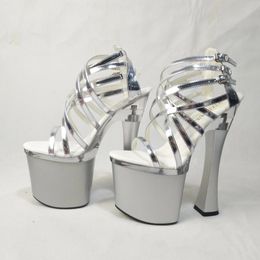 Dance Shoes Unique Cutout Temptation Solid Colour Comfortable Thick Heel 18cm High-heeled 7 Inch Cross-tied High