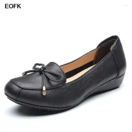 Casual Shoes EOFK Women Genuine Leather Ballet Flats Spring Ladies Flat Low Heel Bowknot Comfy Soft Slip On For Female