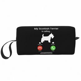 travel My Scottish Terrier Is Calling Toiletry Bag Cute Scottie Dog Makeup Cosmetic Organizer Women Beauty Storage Dopp Kit Case r7B0#