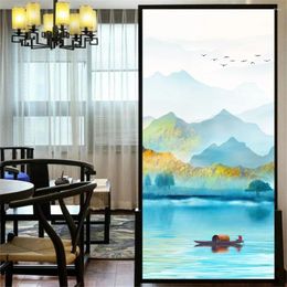 Window Stickers Decorative Windows Film Privacy Landscape Painting Stained Glass No Glue Static Cling Frosted Tint