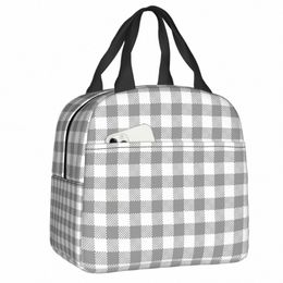 popular Gingham Chequered Insulated Lunch Bag Geometric Plaid Leakproof Cooler Thermal Lunch Box For Women Kids Picnic Food Bags C6qU#