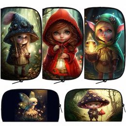 big Eyes Forest Elf Girl Pattern Wallet Women Purses Kawaii Doll Coin Mey Bag ID Card Earphe Phe Holder Lg Wallets Gift u2Yy#