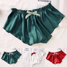 Women's Panties Fashion Sexy Satin Silk Underwear Briefs Soft Smooth Breathable With Bow Girl Solid Colour Womens Home Wear Plus Size