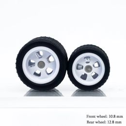 1/64 Model Car Wheels with Rubber Tyres Front Small Rear Big 1Set For Hotwheels Modified Parts Vehicle Toy Cars Tomica MiniGT