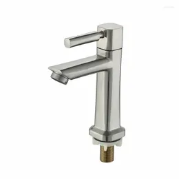 Bathroom Sink Faucets G1/2 Zinc Alloy Drawbench Face Basin Faucet Single Hole Cold Vertical Tap Sanitary Ware