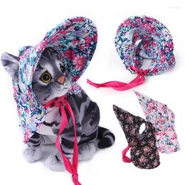 Dog Apparel Cute Pet Floral Hat Adjustable Summer Cat Visor Cap Lace-Up Puppy Grooming Dress Up Pets Sun Outdoor Accessories