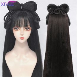 Wigs XIYUE Vintage Wig Modelling Wig Hanfu Chinese Ancient Style Wig Multipurpose Ancient Costume Whole Wig Cap Custom Product