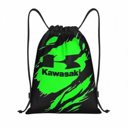 motorcycle Kawasaki-Moto Drawstring Backpack Sports Gym Bag Motocross String Sackpack for Cycling x7DZ#