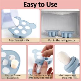 Silicone Baby Fruit Food Feeder Pacifier & Breastmilk Popsicle Freezer Molds, Baby Food Storage Containers Breast Milk Ice Cubes