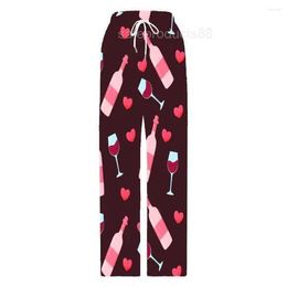 Womens Sleepwear Wine Bottle Pattern Pyjama Pants Mens Womens Lounge Super Soft Unisex Sleep Bottoms With Pockets Drawstring