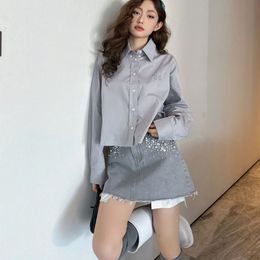 Luxury Designer Clothes Women Net red tide brand autumn and winter new section tube about long-sleeved short section loose bottoming single wear embroidered lapel