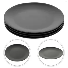 Dinnerware Sets 4 Pcs Jewelry Tray Black Melamine Plate Round Dinner Flat Bottom Tableware Dish Kitchen Plates