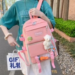 Cute Student Backpack 4pcs/set Primary Schoolbag Harajuku Kawaii Student Backpack Teenage Girls Handbag Large Capacity Rucksack