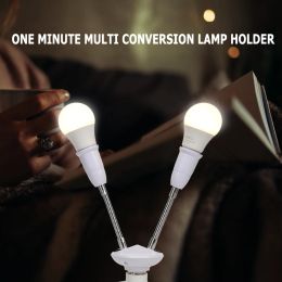 Durable E27 LED Lamp White Base Adjustable Rotary Light Bulb Socket Holder Adapter Converter Easy To Use for Home Hotel
