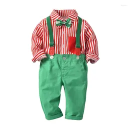 Clothing Sets Christmas Suits Boy Clothes Baby Set Born Infant Top Pants Bow Tie Green Suit Autumn Outfits Casual Long Sleeve