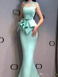 Aso Ebi 2020 Arabisch Günstige Sexy Abendkleider Sheer Neck Lace Mermaid Prom Kleider Satin Formale Party Brautjungfer Pageant Kleider9225577
