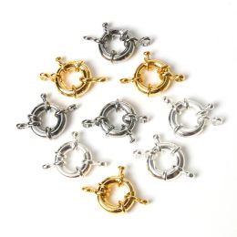 5pcs/lot 11/13/15mm Gold/Silver Color Round spring clasp for jewelry making Copper Sailor Clasp Connector Necklace Accessories