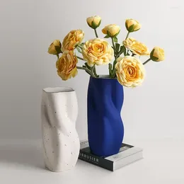 Vases Nordic Light Luxury Style Twisted Flower Vase Ceramic Interior Glazed And Hydroponic Creative Home Living Room Shop