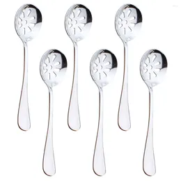 Spoons 6 Pcs Colander Stainless Steel Slotted Utensils Ergonomic Metal Small Strainer Reusable Serving Portable