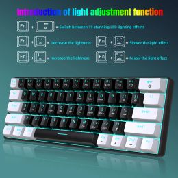 HXSJ V900 RGB Mechanical Keyboard 61-key Gaming Keyboard High-quality Blue Switches Durable and Compact Design Various