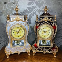 Table Clocks European Desk Clock Sweep Stopwatch 16 Music Time Antique Vintage Living Room Decoration Mute Home Ornament For People Gifts