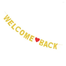 Party Decoration Decor Glitter Latte Welcome Back Hanging Banner Flash For To School First Day Of