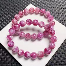 Link Bracelets Natural Pink Lepidolite Bracelet Bangle Women Trendy Reiki Healing Elastic Yoga Energy Wristband Jewelry Gift 1pcs 10/12.5MM