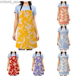 Aprons Aesthetic Women kitchen apron kids original Children Waterproof girl princess waiter work apron oil proof nordic boho plant Y240401N635