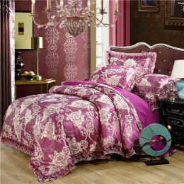 Nordic Satin Jacquard Duvet Cover Set Luxury Flower Bedding Set Adlut Quilt Cover Pillowcases Sheet Twin Queen King Home Texiles