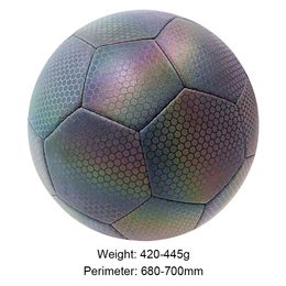 Luminous Reflective Football Size 5 PU Glowing Soccer Ball Standard Holographic Sport Entertainment for Adults Practise Training