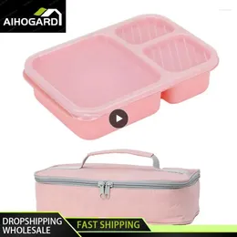Dinnerware Crisper Box Wheat Straw Environmental Friendly Compartmented Lunch Insulated Bag Sports And Entertainment Bpa Free