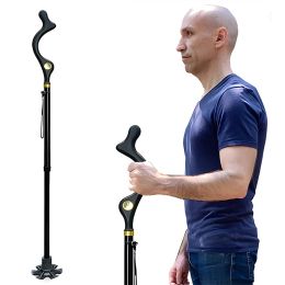 Survival Adjustable Walking Stick for the Elderly HeavyDuty Aluminum Posture Cane Rubber Traction Tip Folding Cane Travel Mobility Aid