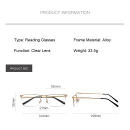 Ahora Glass Brown Lens Reading Glasses Half Frame Scratch-Proof Presbyopia Glasses Anti Blue Light Eyewear Diopters +1.0 to +4.0