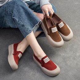 Casual Shoes Birkuir Women Loafers Genuine Leather Mixed Colours Slip On Flats 2024 Spring Luxury Square Toe Soft Red